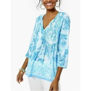 Lilly Pulitzer 3/4 Sleeve Marilina Tunic in Toile Me About It Pattern; Size S